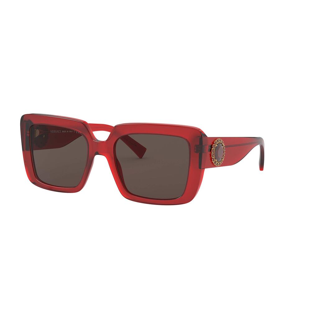 Versace Designer Sunglasses – Red Square Frame with Brown Lenses 54mm